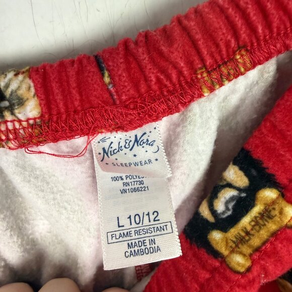 Nick & Nora Flannel Dog Breeds Milk Bone Pajama Set Red Kid's Size Large 10/12 - Picture 7 of 16